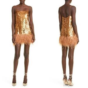 Johanna Ortiz Gold Sequin Mini Dress